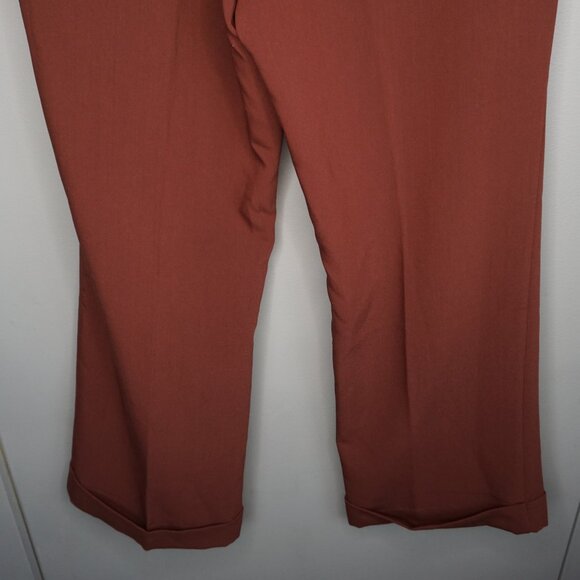 Paige Aracelli Pleated Cuff Hem Trouser Pants in Mahogany size 12P NWT - Picture 11 of 16